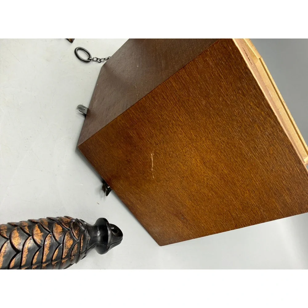 Vtg Black Forest German Wood Cuckoo Clock Carved Leaves Bird Parts Repair Only